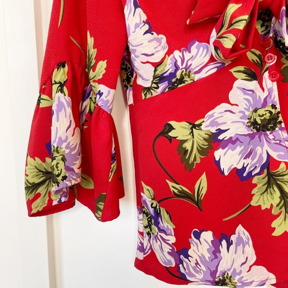 Topshop Felicity Floral Front Tie Blouse - Picture 5 of 12